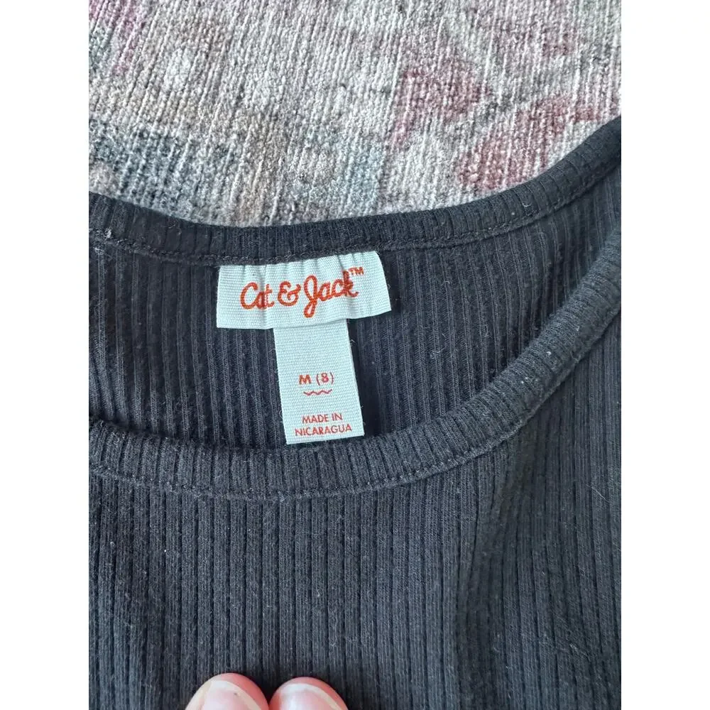 Cat & Jack Ribbed Long Sleeve T-Shirt - Girls Size M black